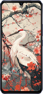 Силиконовый чехол Аист в цвету сакуры для Vivo V21 - 6109u-2368 изображение 