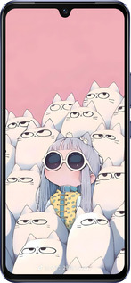 Силиконовый чехол Малышка с котами для Vivo V21 - 6295u-2368 изображение 