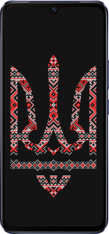 Силиконовый чехол Герб - вышиванка на черном фоне для Vivo V21 - 1196u-2368 изображение 