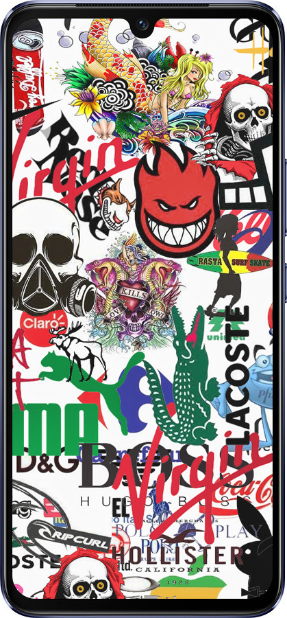 Силиконовый чехол Many different logos для Vivo V21 - 4022u-2368 изображение 