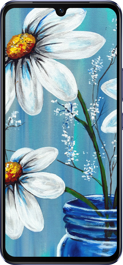 Силиконовый чехол Красивые арт-ромашки для Vivo V21 - 4031u-2368 изображение 