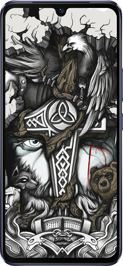 Силиконовый чехол Тату Викинг для Vivo V21 - 4098u-2368 изображение 