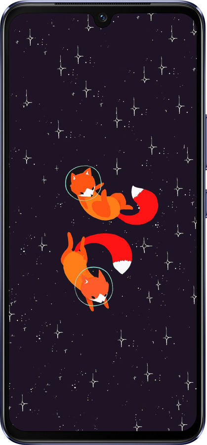 Силиконовый чехол Лисички в космосе для Vivo V21 - 4519u-2368 изображение 