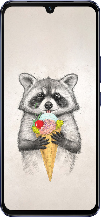 Силиконовый чехол Енотик с мороженым для Vivo V21 - 4602u-2368 изображение 