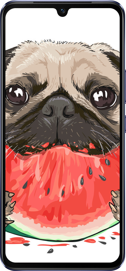 Силиконовый чехол Мопс и арбуз для Vivo V21 - 4665u-2368 изображение 
