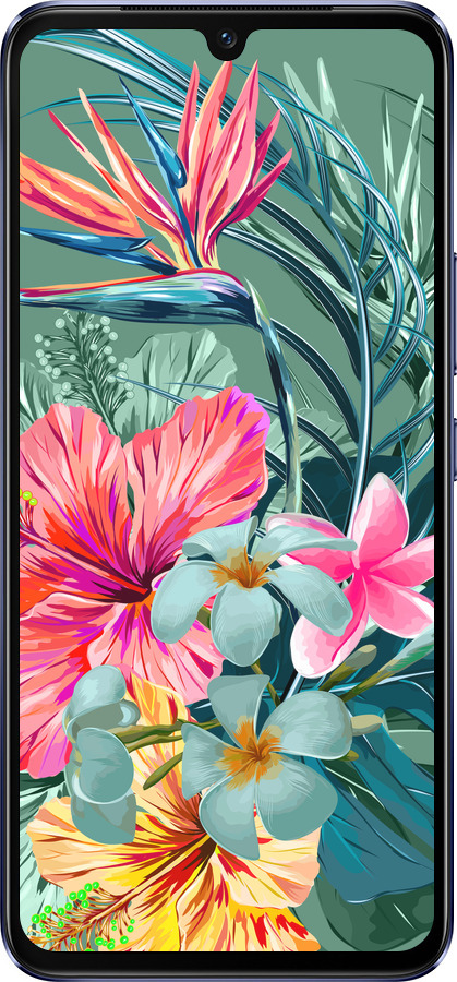 Силиконовый чехол Тропические цветы v1 для Vivo V21 - 4667u-2368 изображение 