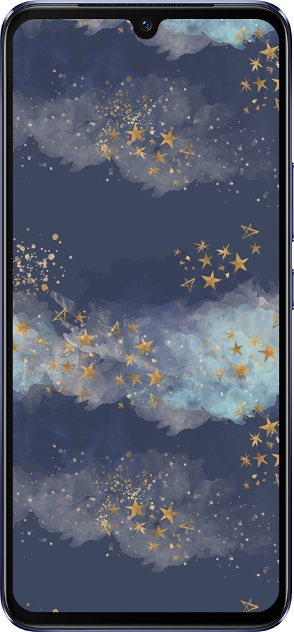 Силиконовый чехол Ночь золотые звезды для Vivo V21 - 5421u-2368 изображение 
