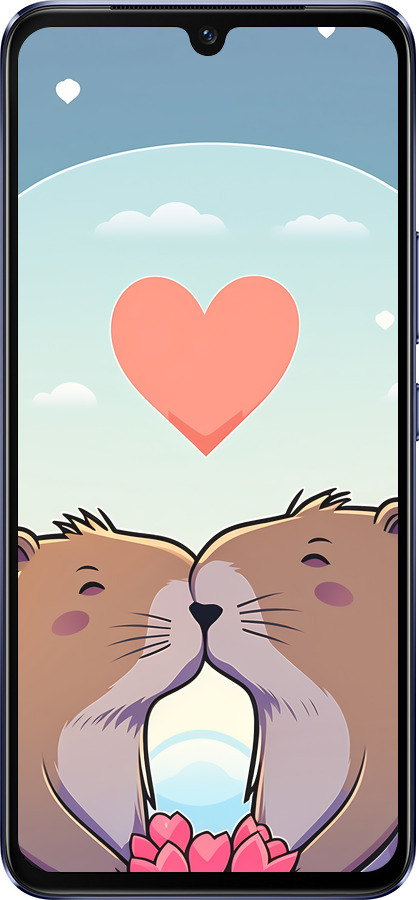 Силиконовый чехол Капибара любовь для Vivo V21 - 6027u-2368 изображение 