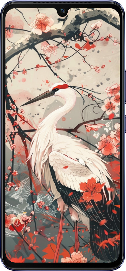 Силиконовый чехол Аист в цвету сакуры для Vivo V21 - 6109u-2368 изображение 