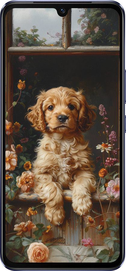 Силиконовый чехол Щенок cocker spaniel для Vivo V21 - 6136u-2368 изображение 