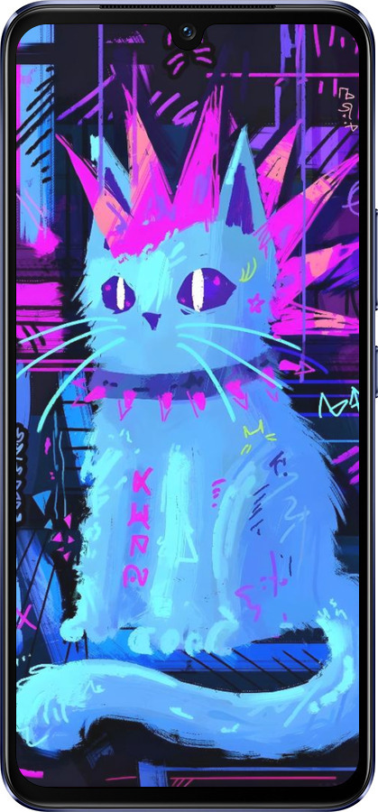 Силиконовый чехол Кот панк для Vivo V21 - 6311u-2368 изображение 