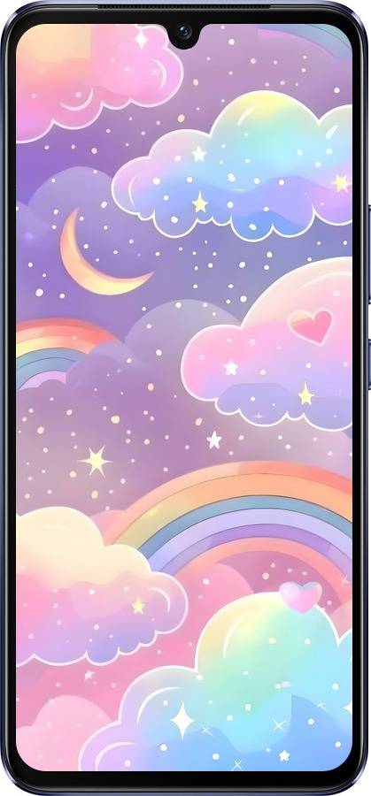 Силиконовый чехол Облака и радуга для Vivo V21 - 6312u-2368 изображение 