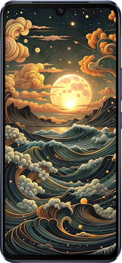 Силиконовый чехол Арт волны для Vivo V21 - 6332u-2368 изображение 