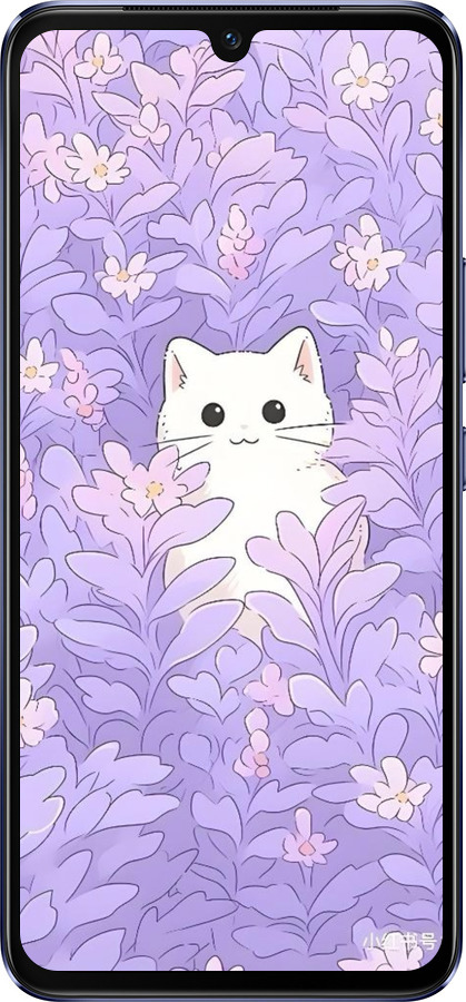 Силиконовый чехол Котик в цветах для Vivo V21 - 6390u-2368 изображение 