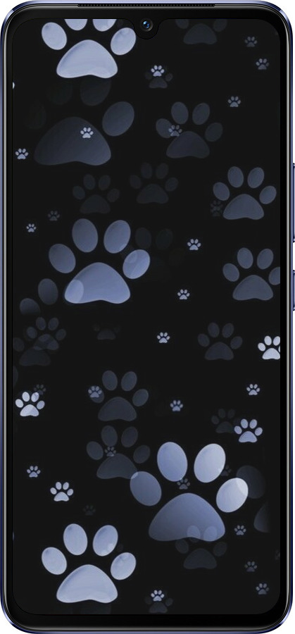 Силиконовый чехол С синими отпечатками лап для Vivo V21 - 6441u-2368 изображение 