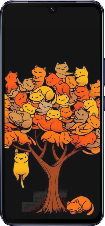Силиконовый чехол Дерево и котики для Vivo V21 - 6516u-2368 изображение 