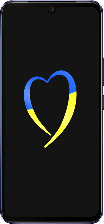 Силиконовый чехол Жёлто-голубое сердце для Vivo V21 - 885u-2368 изображение 