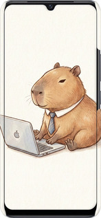 3D пластиковый матовый чехол Funny Capybara CEO Working для Vivo V21E - 6777m-2375 изображение 