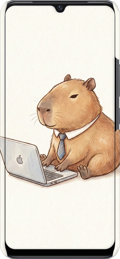 3D пластиковый матовый чехол Funny Capybara CEO Working для Vivo V21E - 6777m-2375 изображение 