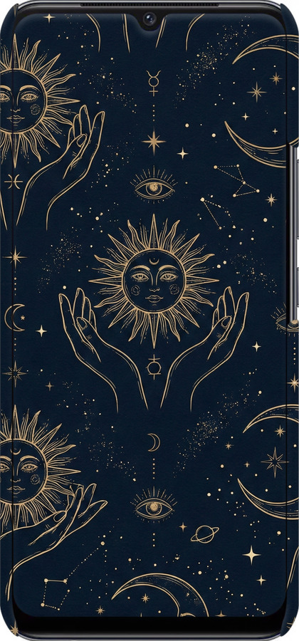 3D пластиковый матовый чехол Celestial Harmony: Sun & Moon Gold Mystic Pattern для Vivo V21E - 6778m-2375 изображение 