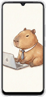 Силикон с усиленными углами чехол Funny Capybara CEO Working для Vivo V21E - 6777sp-2375 изображение 