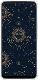 Силикон с усиленными углами чехол Celestial Harmony: Sun & Moon Gold Mystic Pattern для Vivo V21E - 6778sp-2375 изображение 