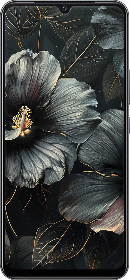 Силиконовый чехол Черные цветы для Vivo V21E - 6031u-2375 изображение 