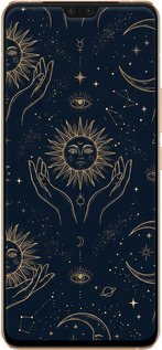 Силиконовый чехол Celestial Harmony: Sun & Moon Gold Mystic Pattern для Vivo V23 - 6778u-2642 изображение 