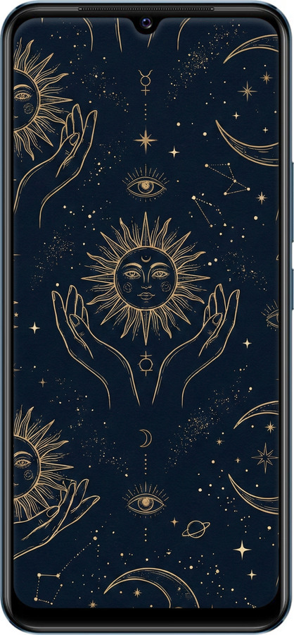 Силіконовий чехол Celestial Harmony: Sun & Moon Gold Mystic Pattern для Vivo V23e - 6778u-2641 изображение 