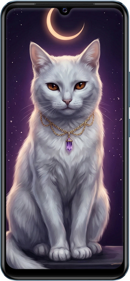 Силиконовый чехол Mystic White Cat Gothic Dark Purple Gold для Vivo V23e - 6805u-2641 изображение 