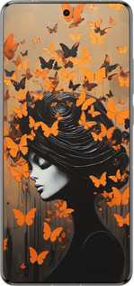Силіконовий чехол Чохол для телефону Дівчина з помаранчевими метеликами для Vivo X200 PRO - 5940u-3883 изображение 