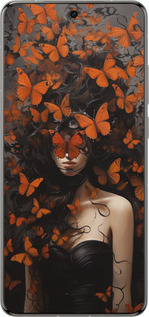 Силіконовий чехол Дівчина з помаранчевими метеликами для Vivo X200 PRO - 5941u-3883 изображение 