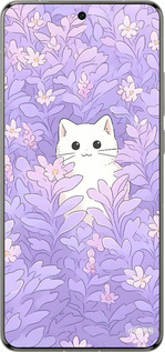 Силиконовый чехол Котик в цветах для Vivo X200 PRO - 6390u-3883 изображение 
