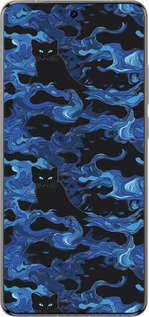 Силіконовий чехол Візерунок чорних котів на блакитному фоні для Vivo X200 PRO - 6525u-3883 изображение 