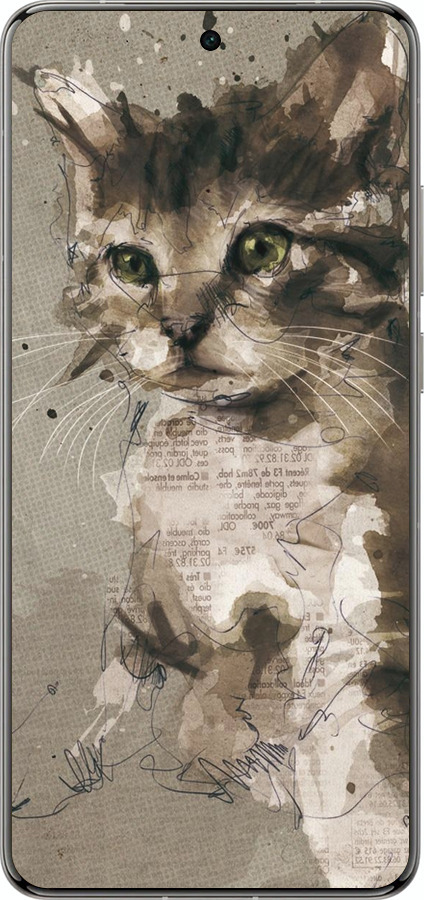 Силиконовый чехол Котёнок из пятен и линий для Vivo X200 PRO - 119u-3883 изображение 