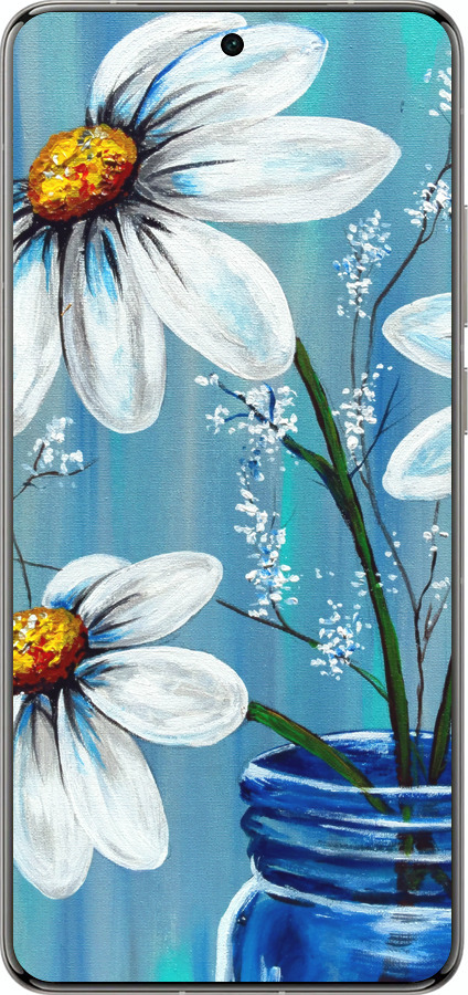 Силіконовий чехол Красиві арт-ромашки для Vivo X200 PRO - 4031u-3883 изображение 