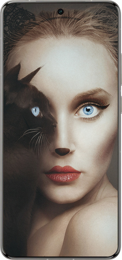 Силіконовий чехол Погляд жінки і кішки для Vivo X200 PRO - 4041u-3883 изображение 