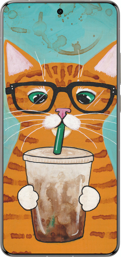 Силіконовий чехол Зеленоокий кіт в окулярах для Vivo X200 PRO - 4054u-3883 изображение 