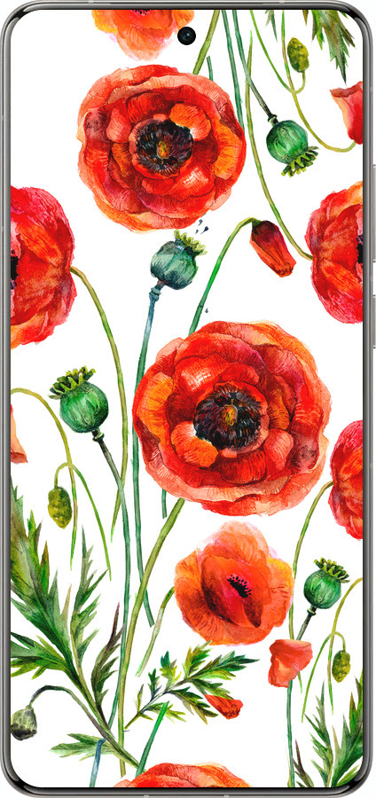 Силіконовий чехол Намальовані маки для Vivo X200 PRO - 4278u-3883 изображение 