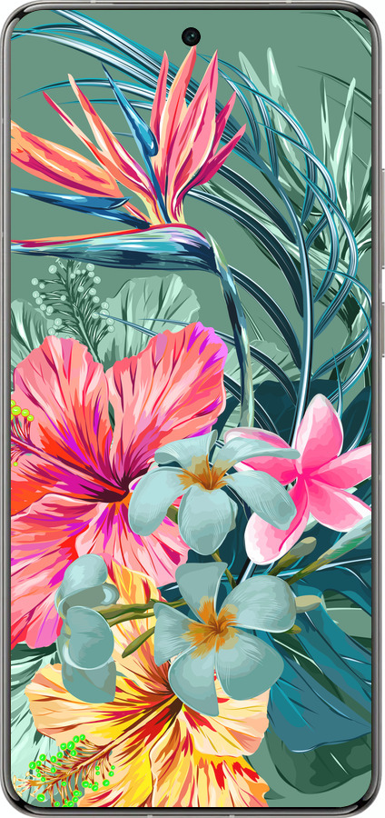 Силіконовий чехол Тропічні квіти v1 для Vivo X200 PRO - 4667u-3883 изображение 