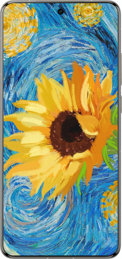 Силіконовий чехол Квіти жовто-блакитні  для Vivo X200 PRO - 5308u-3883 изображение 