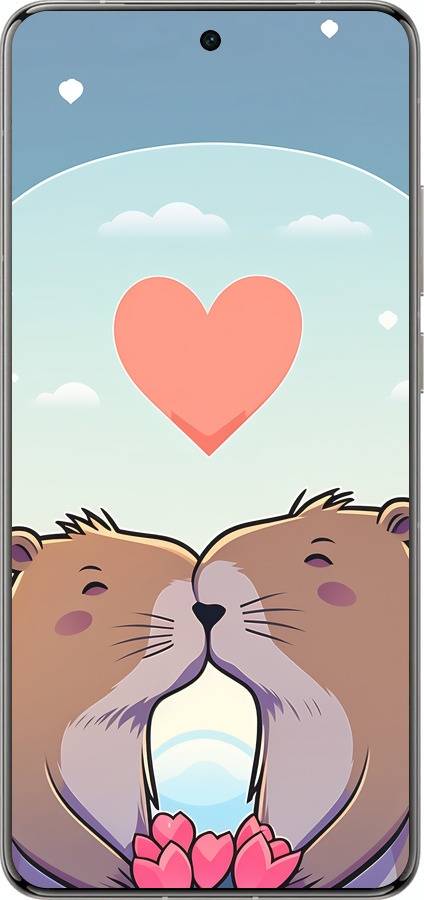 Силіконовий чехол Капібара кохання для Vivo X200 PRO - 6027u-3883 изображение 