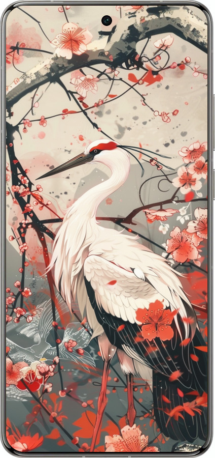 Силіконовий чехол Лелека у цвіту сакури для Vivo X200 PRO - 6109u-3883 изображение 