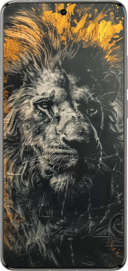 Силіконовий чехол Лев у золотих фарбах для Vivo X200 PRO - 6155u-3883 изображение 