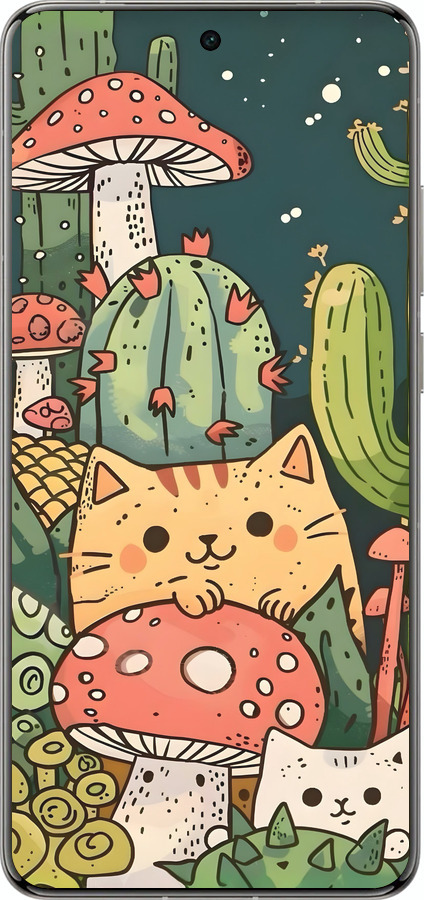 Силіконовий чехол Коти гриби для Vivo X200 PRO - 6321u-3883 изображение 