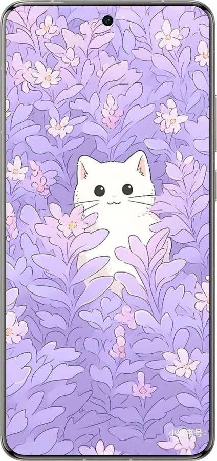 Силиконовый чехол Котик в цветах для Vivo X200 PRO - 6390u-3883 изображение 