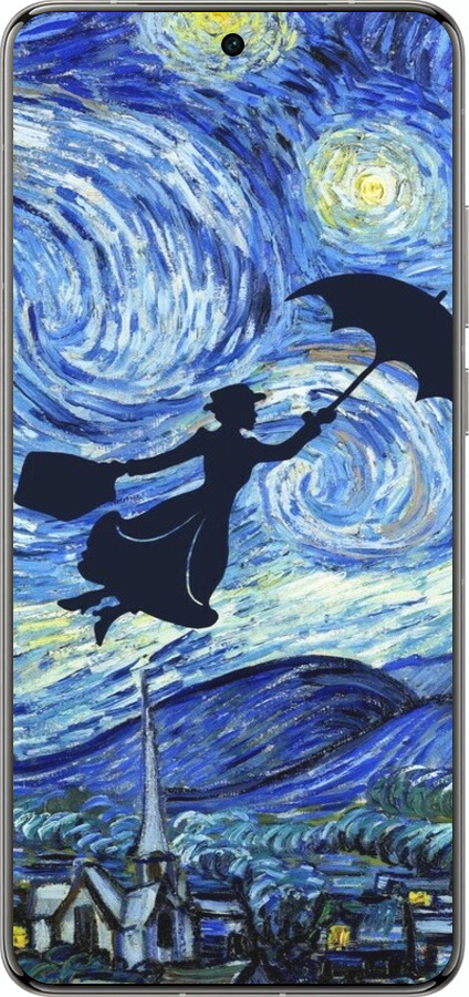 Силиконовый чехол С изображением Мэри Поппинс «Звездная ночь» для Vivo X200 PRO - 6487u-3883 изображение 