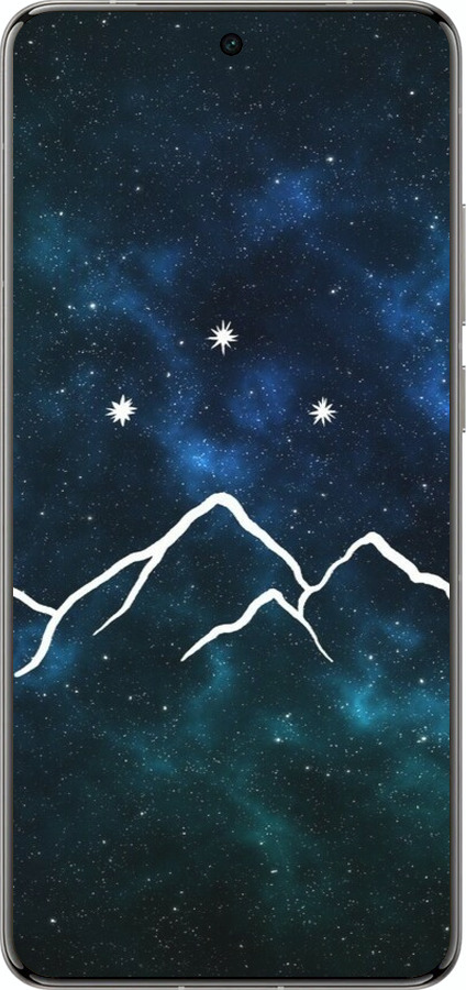 Силиконовый чехол Горы и звезды нарисованы на фоне галактики для Vivo X200 PRO - 6490u-3883 изображение 