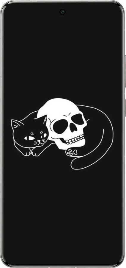 Силіконовий чехол Із зображенням кота та черепа для Vivo X200 PRO - 6491u-3883 изображение 