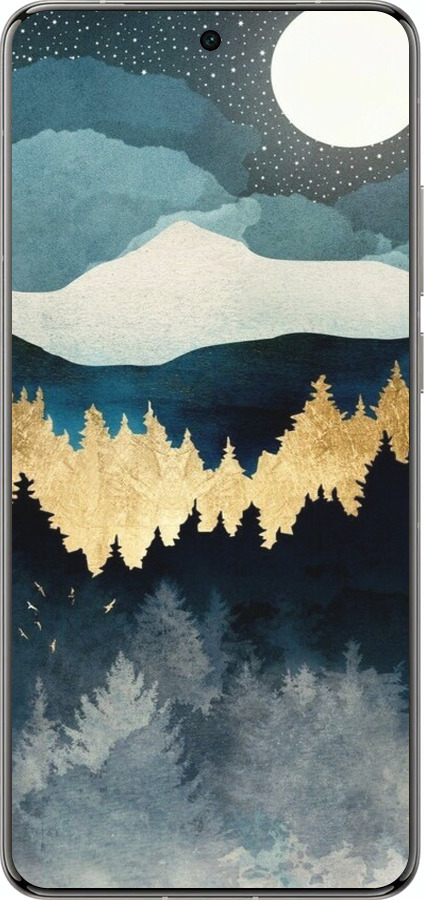 Силіконовий чехол Нічний краєвид з лісом та горами для Vivo X200 PRO - 6493u-3883 изображение 